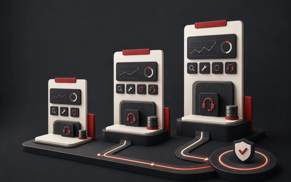 Three levels of website monitoring, maintenance, security and support