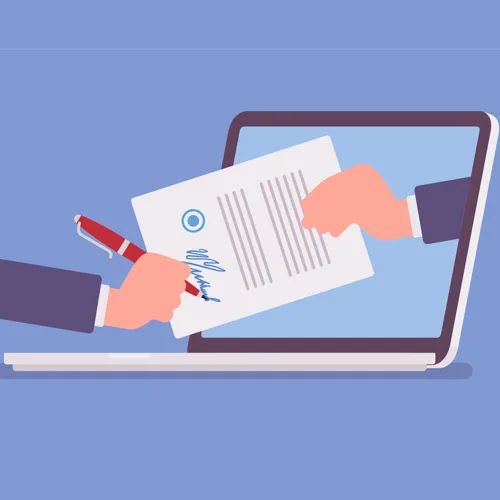 Illustration representing digital contract signing